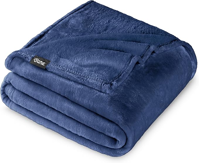 Bare Home Fleece Blanket - King Size - Ultra-Soft Lightweight for Bed, Sofa, and Couch - Luxury Microplush - Cozy Warm Blanket (King, Dark Blue)