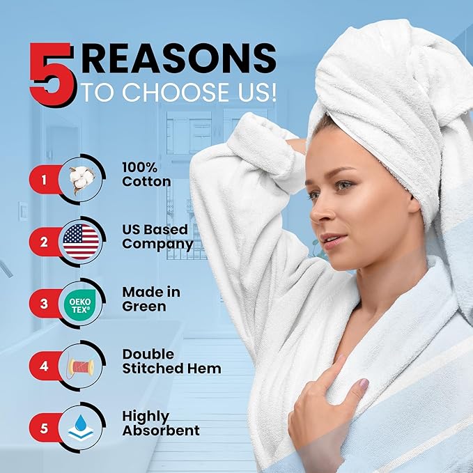 Infinitee Xclusives Luxury 100% Cotton Towel Set – 8 Piece Bathroom Towel Set (2 Bath Towels, 2 Hand Towels, 4 Washcloths) – Soft & Absorbent Towels for Bathroom (Eloquent Blue)