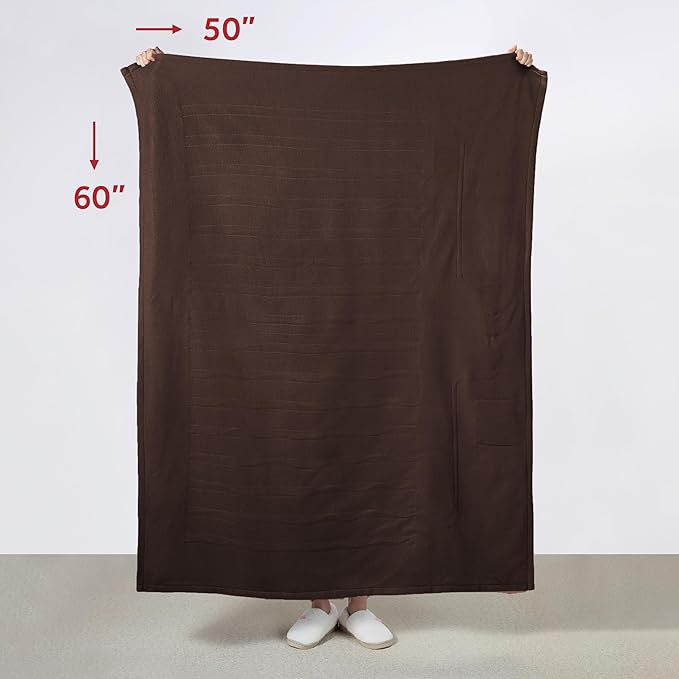 Sunbeam Electric Throw Royal Luxe Microplush Heated Blanket, 4 Heat Settings, 4-Hour Auto Shut-Off, Fast Heating, Warm and Cozy, Walnut Color, 50" x 60"