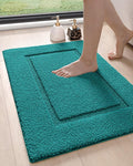 DEXI Bathroom Rugs 24x16, Washable Non Slip Bath Mat for Shower Floor, Absorbent Quick Dry Bathmat with Rubber Backing, Ultra Soft Plush Carpet for Tub, Teal