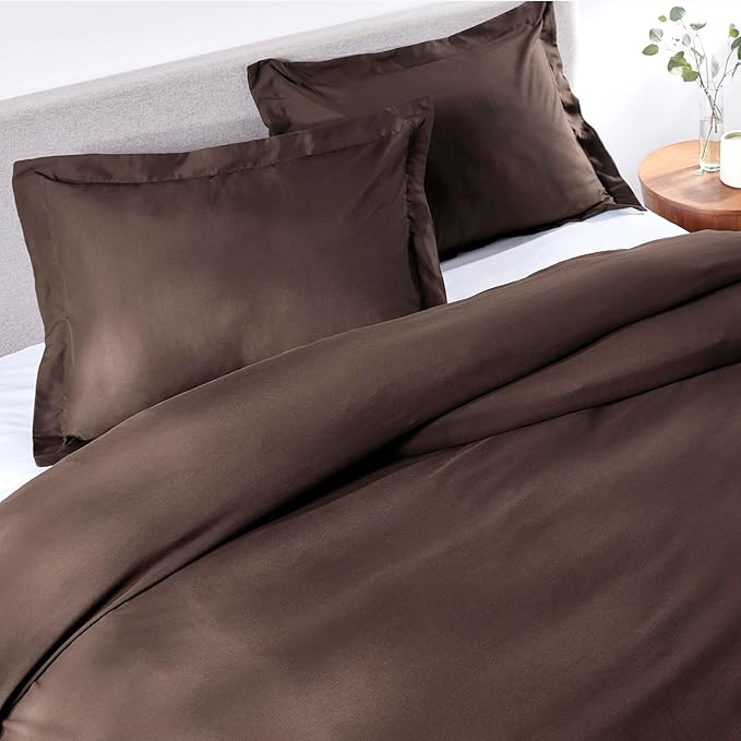 PeachSkinSheets Night Sweats: The Original 1500TC Soft Queen/Full Duvet Cover Set Chocolate