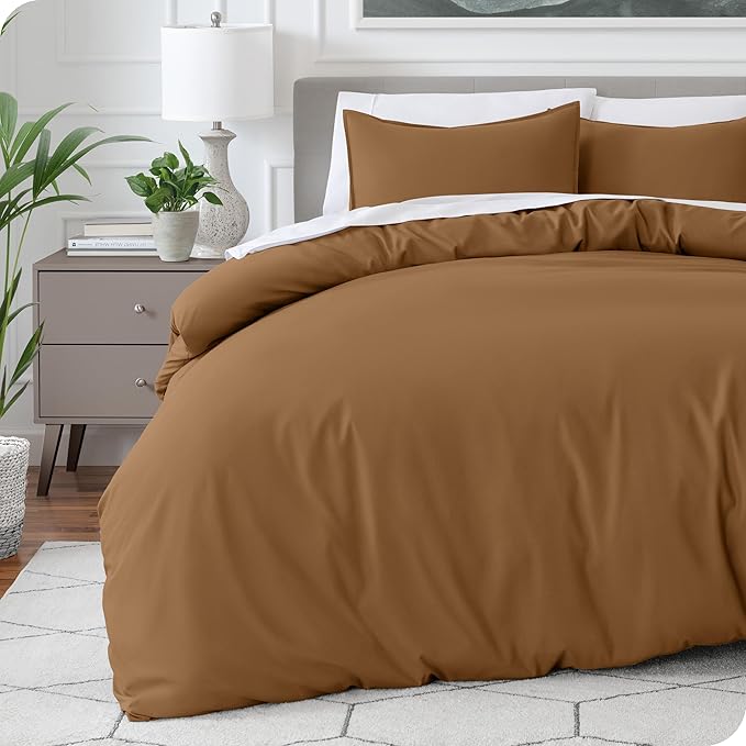 Bare Home Bedding Duvet Cover King Size - Premium 1800 Super Soft Collection - Lightweight, Cooling - Soft Breathable Bedding Duvet Cover (King, Caramel)