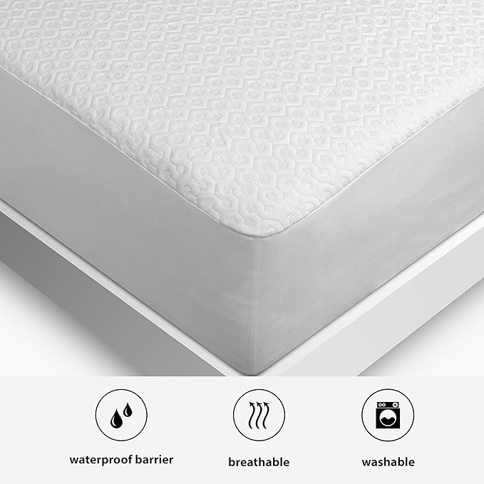 Bedgear Split King Dri-Tec Mattress Protector – Waterproof, Breathable, Washable, Adjustable Base Compatible – Deep Pocket Fitted Pad Fits 18” Mattress – White