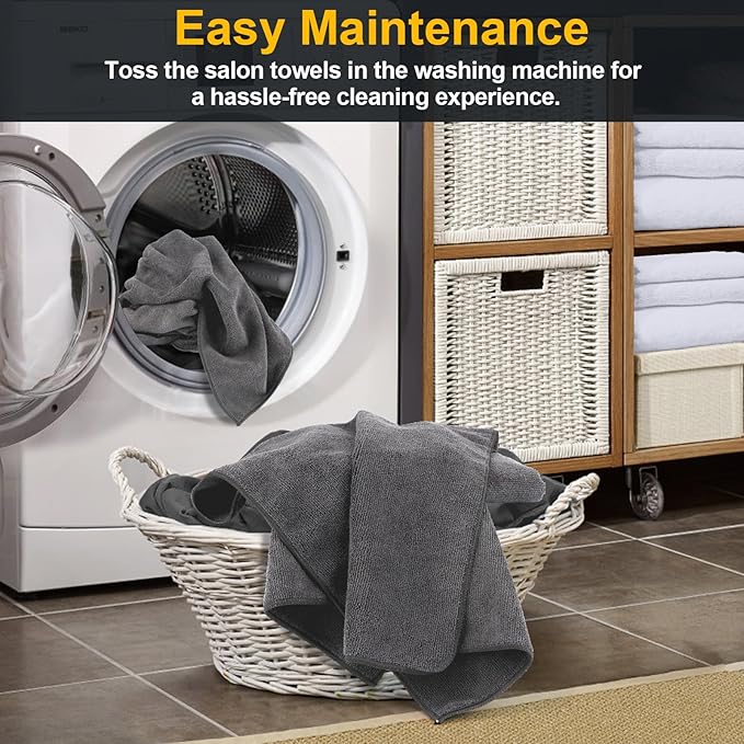 Salon Towels 24 Pack, Super Soft Microfiber Gym Towels, Highly Absorbent Hair-Drying Cloth for Gym, Bath, Spa Use and Home Beauty Care - Grey (16x29 inch)
