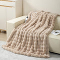 Faux Rabbit Fur Electric Blanket Throw 51"x63" – Heated Blanket with 5 Heat Levels 86°F–158°F, Digital Display & 2/4/8H Timer, Fast Heating, Machine Washable Bubble Plush Crystal Velvet Heating Throw