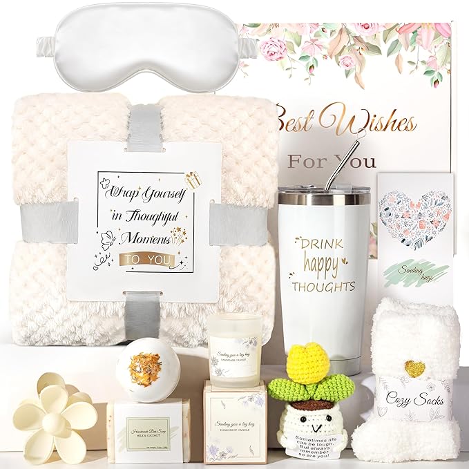 Self-Care Gift Set for Women, Get Well Soon Gift Baskets, Spa Unique Birthday Gifts Box Feel Better Care Package, Inspirational Sympathy Thinking of You Gifts for Mom, Wife, Sister, Girlfriend,Friend