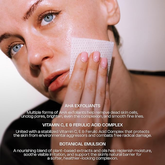 DERMAdoctor Exfoliating Toner Pads - Illuminating Chemical Peel for Face - Vitamin C Glycolic, Lactic Acid - AHA & BHA Liquid Exfoliant Pore Pads for Wrinkles Uneven Skin Tone Enlarged Pores -30 Pack