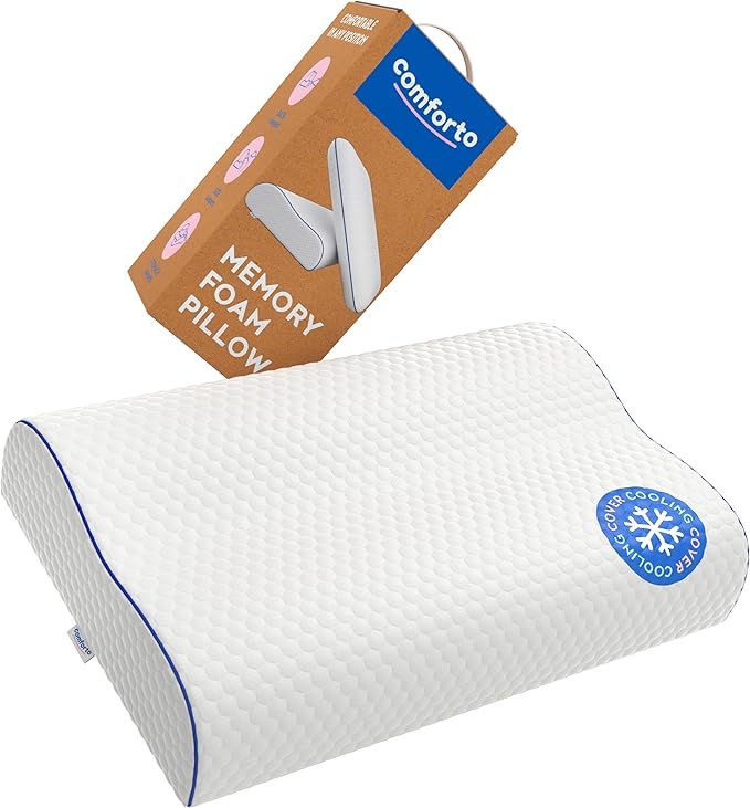 Cooling Cervical Pillow – Memory Foam Contour Neck Pillow for Sleeping – Orthopedic Cooling Pillow for Neck and Shoulder Pain Relief