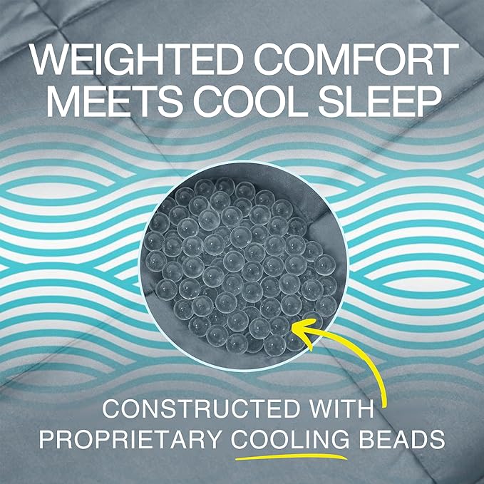HomeSmart Cooling Weighted Blanket Queen Size 50 lbs, Designed with Hi-Tek Stay Cool Fabric On Both Sides of The Blanket, Machine Washable, Very Heavy