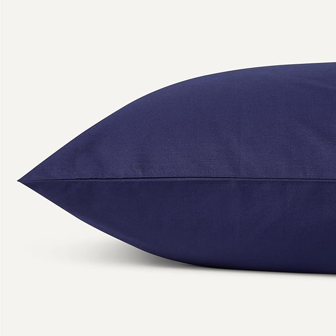 Amazon Basics Soft Organic Cotton Sheet Set with 2-Pieces Pillowcase, Navy Blue, Queen