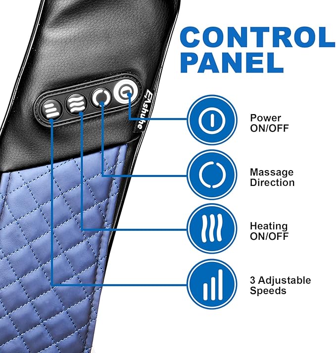 Neck and Shoulder Massager with Heat Shiatsu Back Massage Pillow with 3D Deep Tissue Kneading for Foot, Legs, Body Muscle Pain Relief, Use at Home, Office & Car