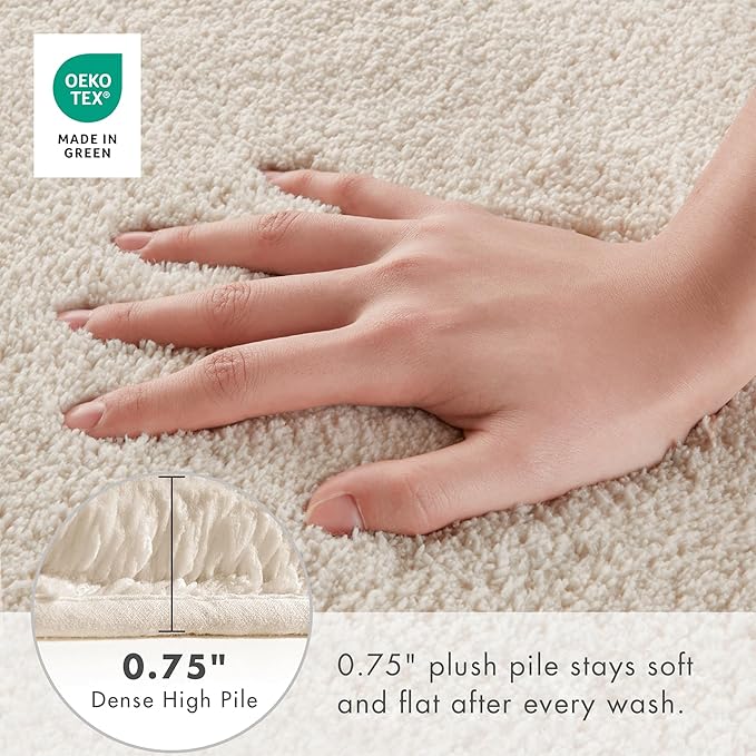 Madison Park Signature Non Slip, Luxrurious Plush Mat, Absorbent, Quick Dry, Spa Design Bath Room Décor Marshmallow Bathroom Rug, 1'8"x2'6", Natural