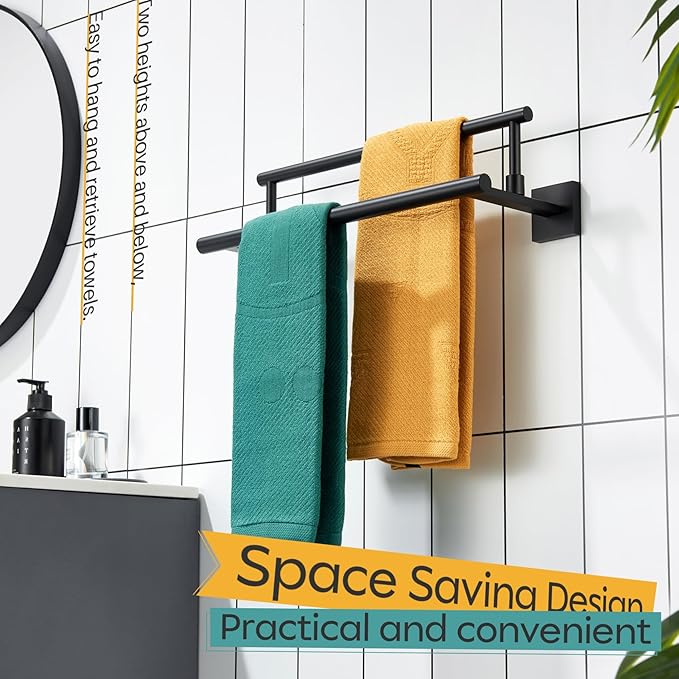KOKOSIRI Bathroom Towel Bars 16 Inch Towel Rails Matte Black 40CM Hand Towel Holder for Kitchen Garage Wall Stainless Steel B5009BK-L16
