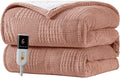 Heated Blanket Electric Blanket Throw 50''X60''-Heating Blanket with 6 Heat Settings-2-10 Hours Auto Off,ETL Certified,Machine Washable (Fog Rose)