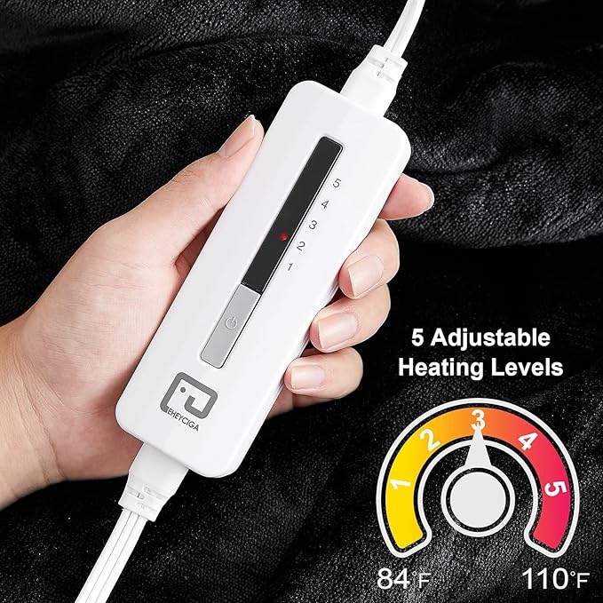 EHEYCIGA Heated Blanket Electric Blanket Twin - Heating Blanket with 9 Heating Levels & 10 Hours Auto Off, Soft Cozy Sherpa Washable Blanket with Fast Heating, 62 x 84 Inches