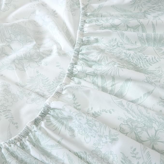 Tommy Bahama - Queen Size Sheets Set, Crisp & Tailored Cooling Sheets with a Smooth Cotton Percale Lightweight Feel - Bed Sheets with Matching Pillowcases & Fitted Sheet (Pen and Ink Palm Green)
