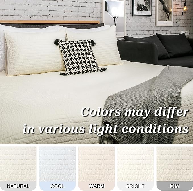 ELEGANT LIFE HOME Velvet Quilt Twin Reversible Royal Cotton Velvet Pic-Stitch Bedding Quilt - Twin - 68'' x 90'', Ivory