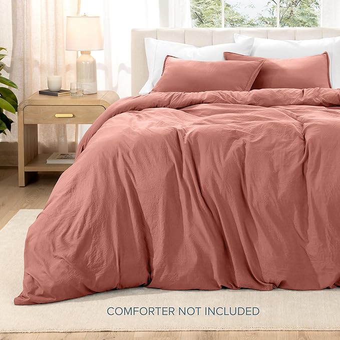 Bare Home Microfiber Duvet Cover Set - Ultra Soft Washed Microfiber - Oversized King Size - Linen-Like Look - Easy Care - Breathable Fabric - Our Softest Duvet Cover Set (Oversized King, Dusty Rose)