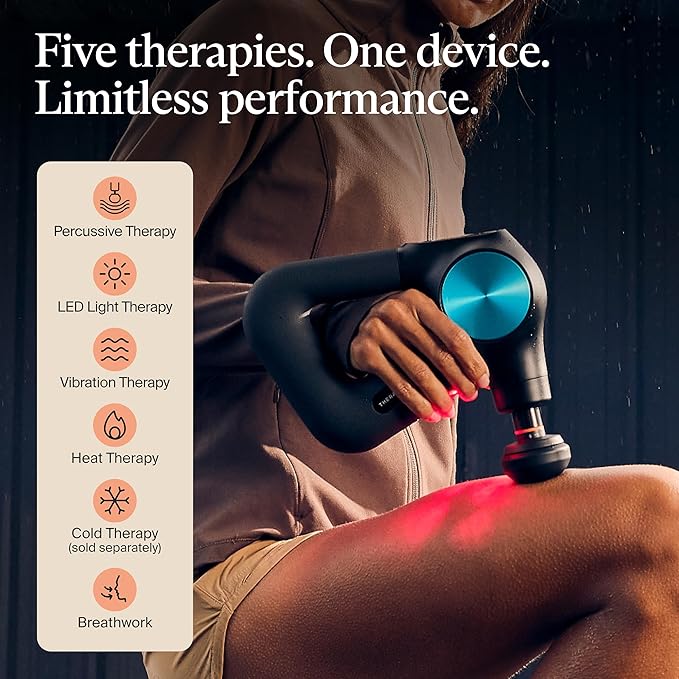 Therabody Theragun PRO Plus - 6-in-1 Deep Tissue Percussion Massage Gun, Handheld Personal Massager for Full Body Pain Relief & Muscle Tension with Biometric Breathwork, Vibration & Heated Attachments