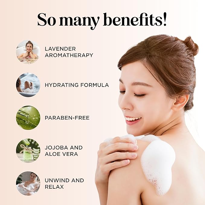 Luxurious Lavender Bubble Bath for Women - Sulfate Free Lavender Vanilla Bath Bubbles for Women Relaxing Bath Foam with Chamomile Calendula and Sage - Aromatherapy Bubble Bath Foaming Bath Oil for tub