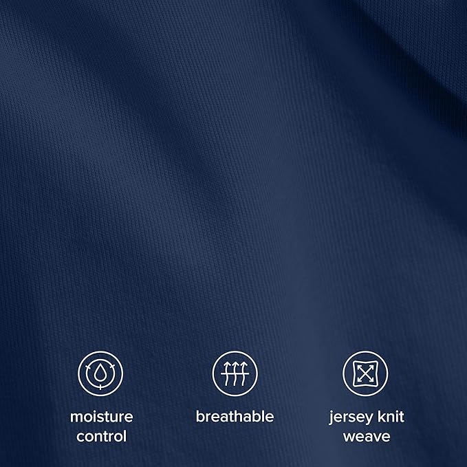 Bare Home 100% Organic Cotton Jersey Duvet Cover Set - Ultra Soft - 100% Cotton - 2pcs - Corner Ties - Button Closure - BedDuvet Cover & Pillow Shams (Twin/Twin XL, Dark Blue)