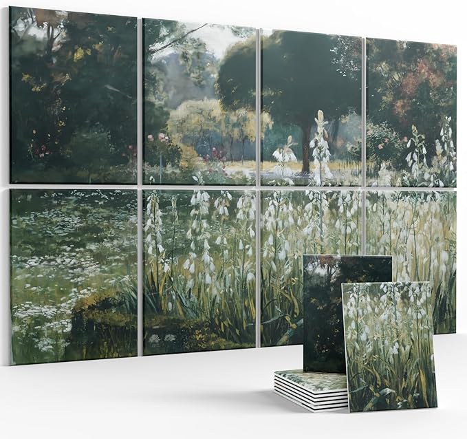 Wall Art Acoustic Panels,35''X24''Soundproof Wall Panels-8-Pack with 50 Adhesive Tabs, Decorative Sound Absorbing Panels for Living Room and Recording Studio, Offices-Galtonia