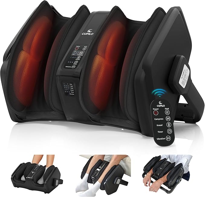 Shiatsu Foot Massager with Heat, FSA Eligible HSA Electric Foot Calf Massager with Remote, Multi-Level Compression Deep Kneading Feet Massage Machine for Neuropathy Plantar Fasciitis Circulation