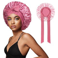 vidsel Bonnet with Tie Band, Hair Care Satin Silk Bonnet for Sleeping Women, Silky Sleep Bonnets for Women, Reversible Double Layer Sleep Cap for Curly Hair Braids