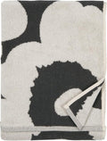 MARIMEKKO Unikko Terry Cotton Hand Towel (Charcoal) – Floral Patterned Hand Towels – 28 in x 20 in