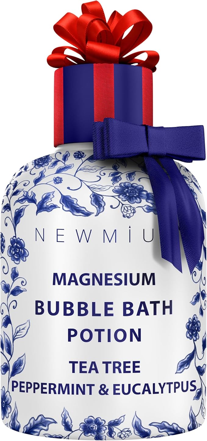 Magnesium Bubble Bath Long Lasting Foam for Sore Muscles Recovery Tea Tree Peppermint Eucalyptus Relaxing Stress Relief Calming Self Care Spa Gift