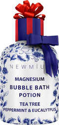 Magnesium Bubble Bath Long Lasting Foam for Sore Muscles Recovery Tea Tree Peppermint Eucalyptus Relaxing Stress Relief Calming Self Care Spa Gift
