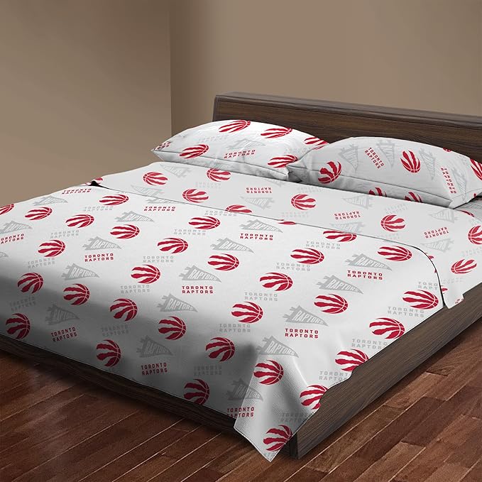 Northwest Officially Licensed Toronto Raptors NBA Full Size Sheet Set – Soft Team Logo Bedding for Dorms, Bedrooms, Fan Caves & Game Day Style