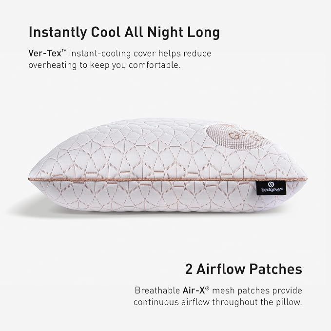 Bedgear Glacier Performance Pillow - Size 0.0 - Cooling Pillow for Hot Sleepers - Back, Stomach, Side Sleeper Pillow - 20" W x 26" L x 4.75" H