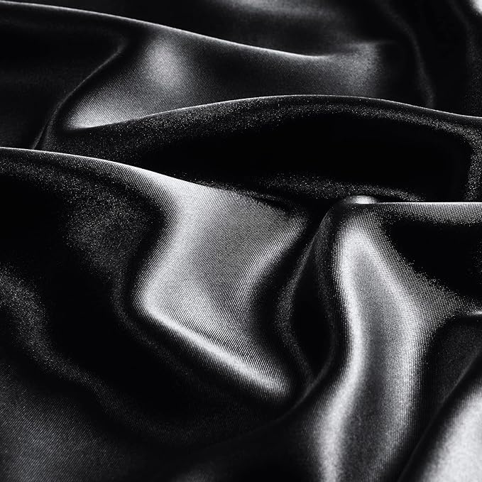 BEDELITE Satin Body Pillow Cover, Super Soft and Cooling Body Pillow Pillowcase for Hair and Skin, Breathable Silky Full Long Pillowcase Cover(20"x54", Black)