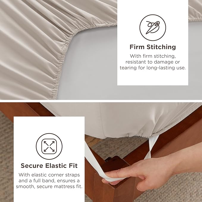 Bedsure Deep Pocket California King Sheet Sets - Fits Mattresses Up to 21 Inches Thick - 4 Piece Bed Sheets, Moisture Wicking, Soft & Cooling Bedsheet & Pillowcases, Easy & Secure Fit, Linen