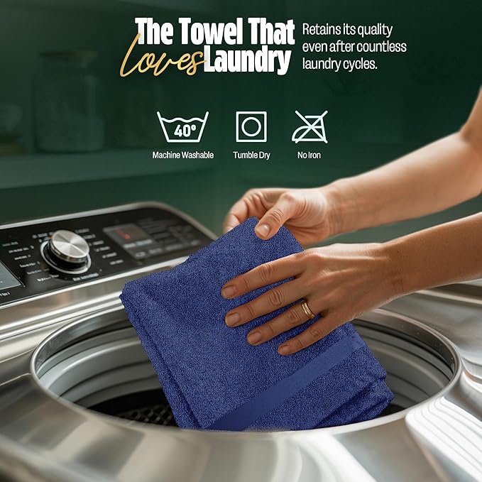 Pearl Linens Pack of 24 100% Cotton Hand Towels, Salon Towels for Spa, Gym and Bathroom Use, Hair Towels in Bulk, Soft, Absorbent, Quick Dry & Machine Washable, 16x27 inches, Light Blue