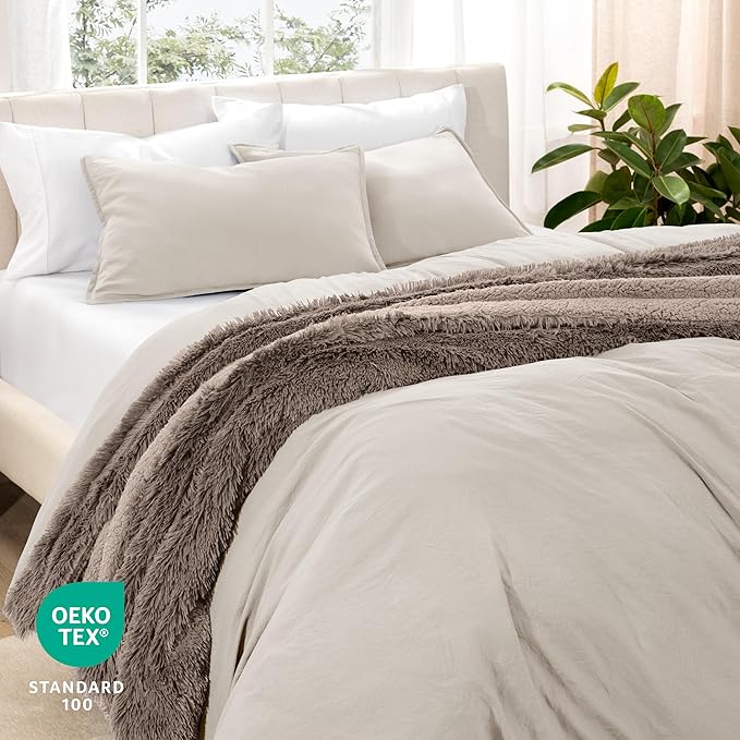 Bare Home Microfiber Duvet Cover Set - Ultra Soft Washed Microfiber - Twin/Twin Extra Long - Linen-Like Look - Easy Care - Breathable Fabric - Our Softest Duvet Cover Set (Twin/Twin XL, Fog)