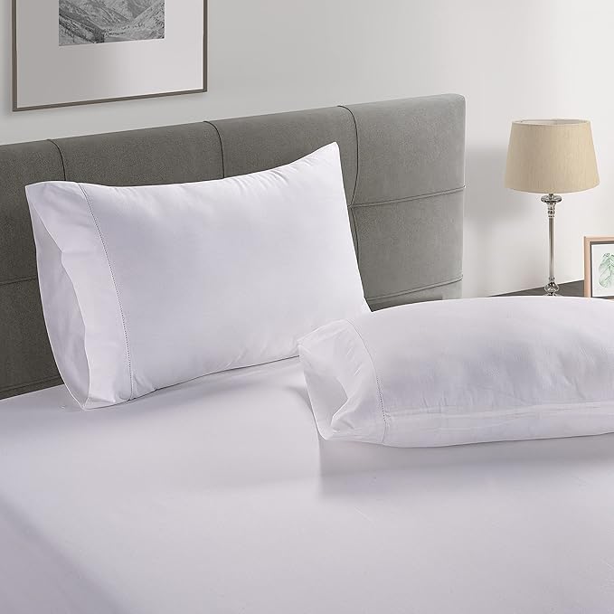 LANE LINEN 100% Organic Cotton Pure White Full Sheets Set, 4-Piece Pure Organic Cotton Long Staple Percale Weave Ultra Soft Best Bedding Sheets for Bed, Breathable, 15" Deep Pocket - White (2 Pack)