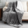 Uttermara Weighted Blanket Queen Size 15lbs 60x80 inches, Soft Plush Fleece, Cozy Warm White Sherpa Snuggle Thick Heavy Blanket Great for Sleep and Calming, Grey