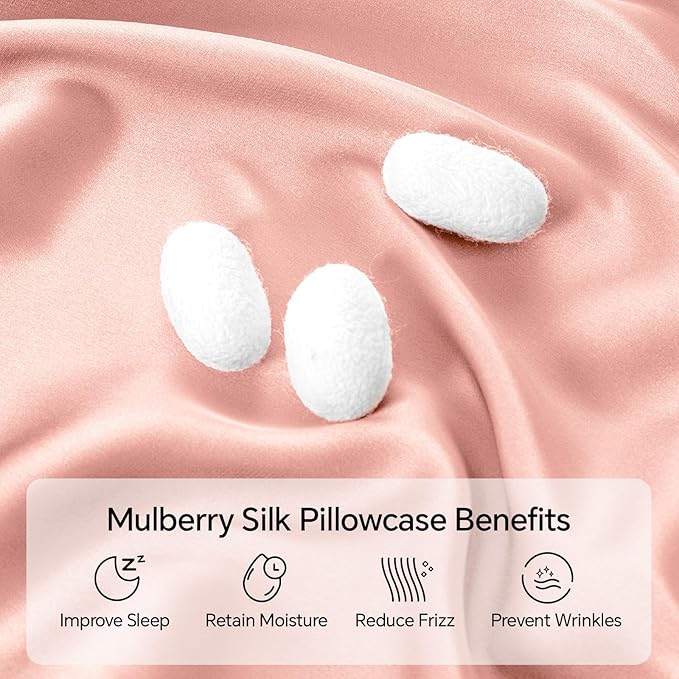 INFIIXSO Mulberry Silk Pillow Case King Size, Silk Pillowcase with Hidden Zipper 20"x36", Extraordinary Smooth and Soft Pillow Cases for Hair and Skin(Rose Pink, 1 Pack)