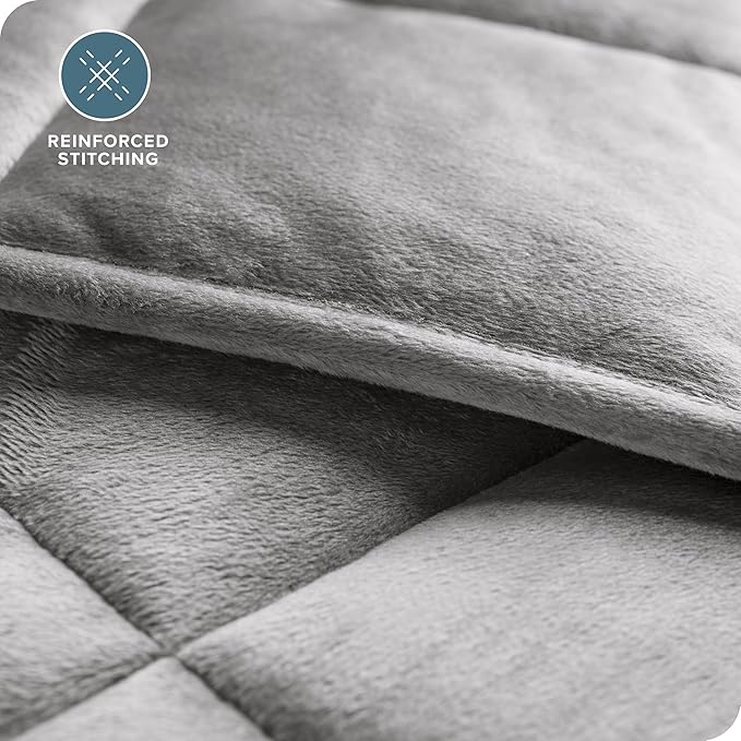 Bare Home Weighted Blanket Queen Size 17lb (60" x 80") for Adults - Minky Fleece - Premium Heavy Blanket Nontoxic Glass Beads (Light Grey, 60"x80")