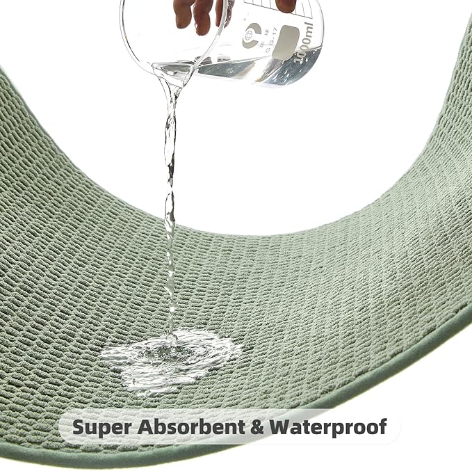 Bathroom Rugs Non Slip Washable, Super Absorbent Thin Bath Mat Quick Dry Low Pile Bathroom Rug, Sage Green 20"x48"