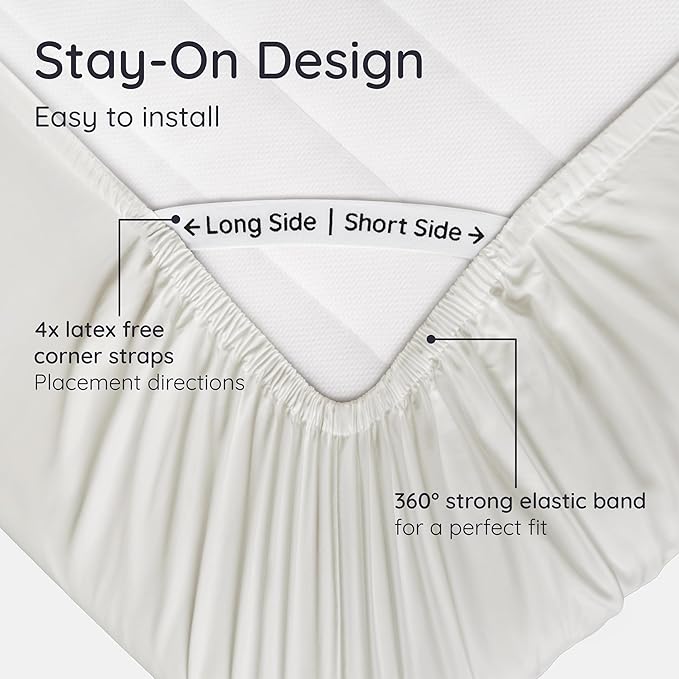 Bambaw 100% Viscose Derived from Bamboo Full Fitted Sheet Size, 15’’ Deep Pocket Full Fitted Sheets Only, Cooling Fitted Sheet with Corner Straps, Breathable Full Size Bed Fitted Sheet Only (Ivory)