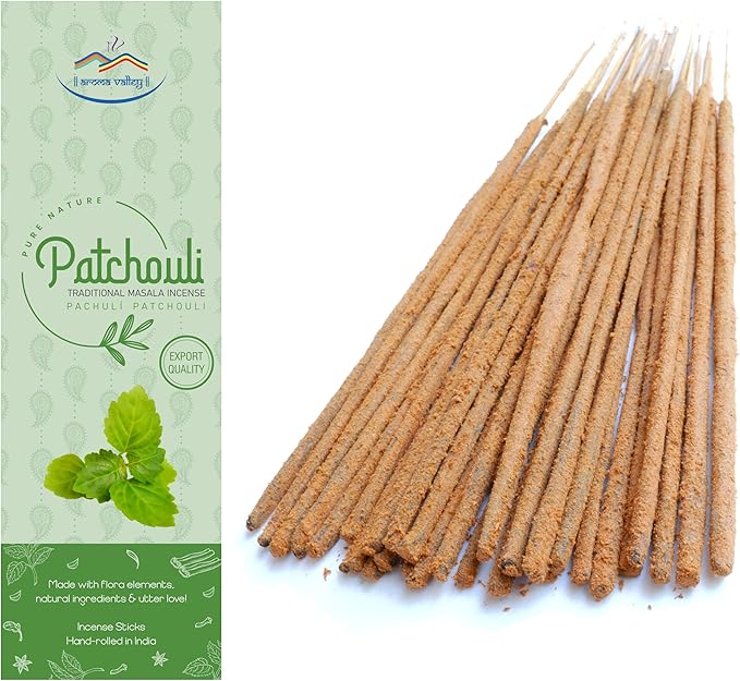 Patchouli Incense Sticks - Authentic Traditional Handrolled Masala Incense - 100 Grams - 75 to 85 Sticks
