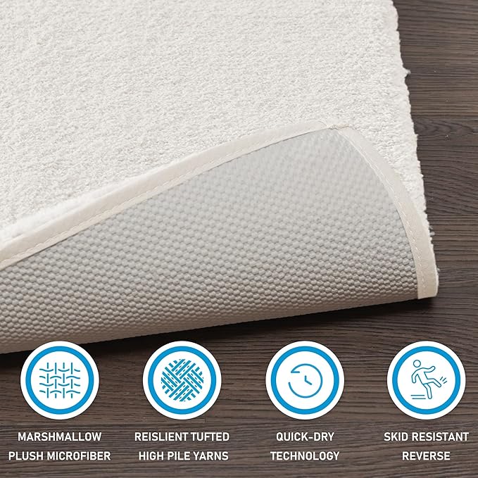 Madison Park Signature Non Slip, Luxrurious Plush Mat, Absorbent, Quick Dry, Spa Design Bath Room Décor Marshmallow Bathroom Rug, 1'8"x2'6", Cream