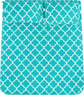 Mejoroom Full Bed Sheet Set - Super Soft Brushed Microfiber 1800 Thread Count Sheets with 16 inch Deep Pocket - Wrinkle Free - 4 Piece(Full, Aqua Quatrefoil with White Pattern)