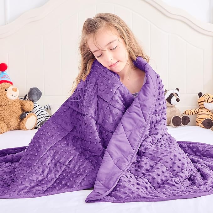 yescool Purple Weighted Blanket 7 Pounds Twin Size Cooling Weighted Throw Blanket, Minky Heavy Blankets Warm Weighted Comforter, Big Washable Thick Blankets Gift for 60-90lbs, 40 * 60in