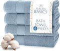 MAURA Basics Performance Bath Towels 100% Turkish Cotton with Hook Loops. Extra Large Luxury Absorbent Plush Towel Sets for Bathroom, Daily Use American Standard Size 27”x54”, Blue Gray