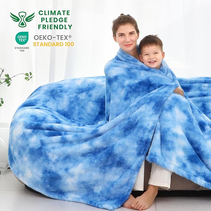 Fleece Throw Blanket Cozy Soft Lightweight Throw Blankets Warm Plush Blue Fall Blankets and Throws Couch Sofa Bed Camping Travel Picnic Outdoor Blanket Bedding Kid Baby Boys Girls Adults 60x80 in