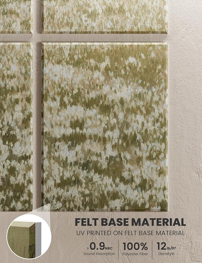 Wall Art Acoustic Panels,35''X24'''Soundproof Wall Panels-8-Pack with 50 Adhesive Tabs, Panels for Living Room and Recording Studio, Offices-A Vast Summer Landscape